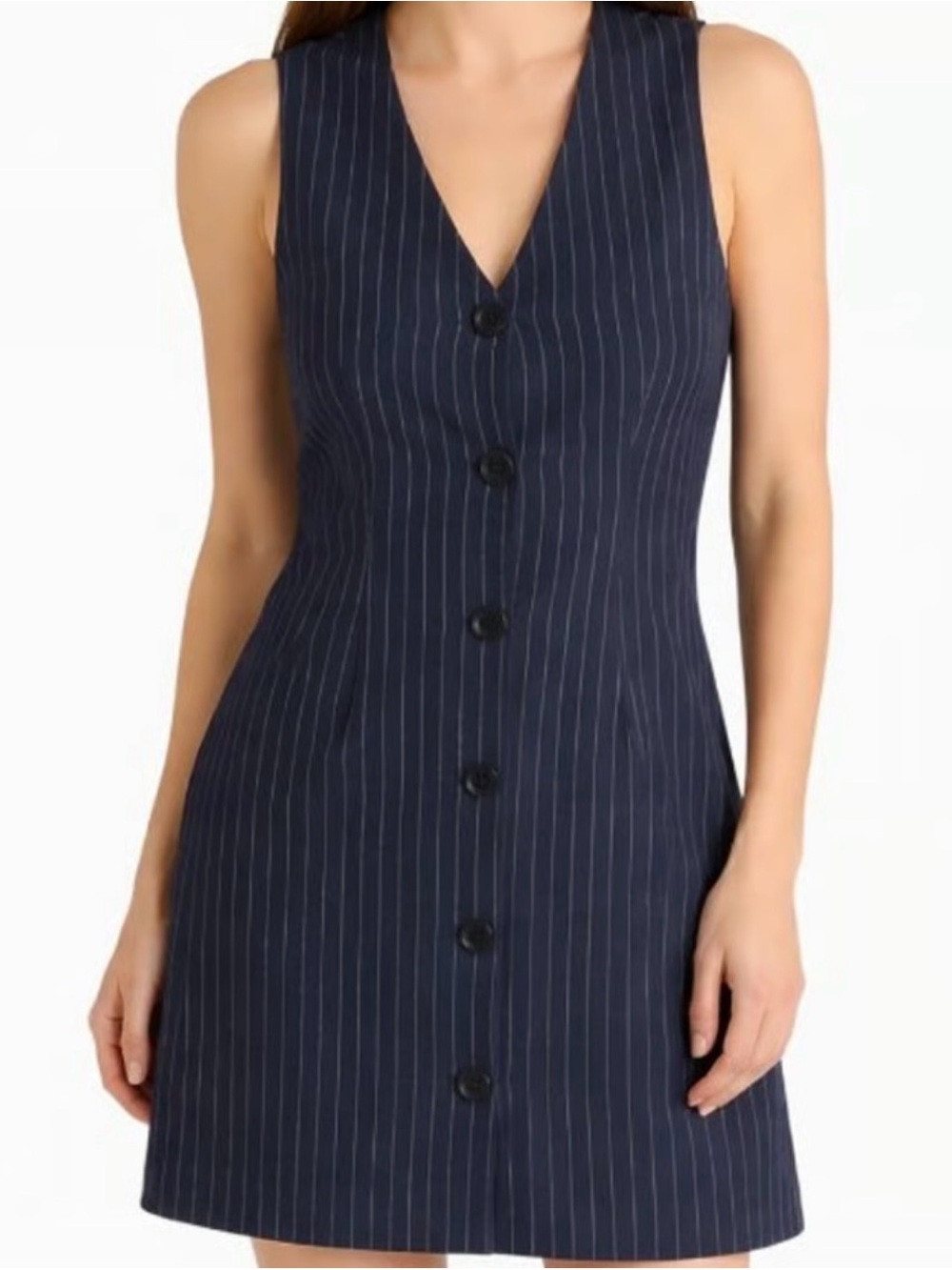Steve Madden Navy Pinstripe Button-Front Girls Dress